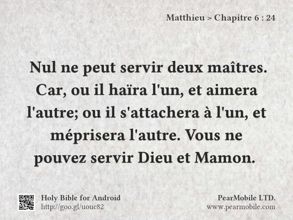 Matthieu, Chapitre 6:24